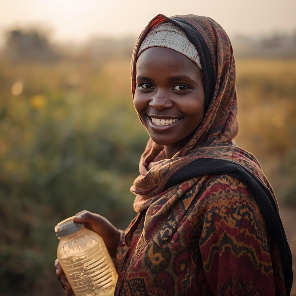 Woman holding a water bottle